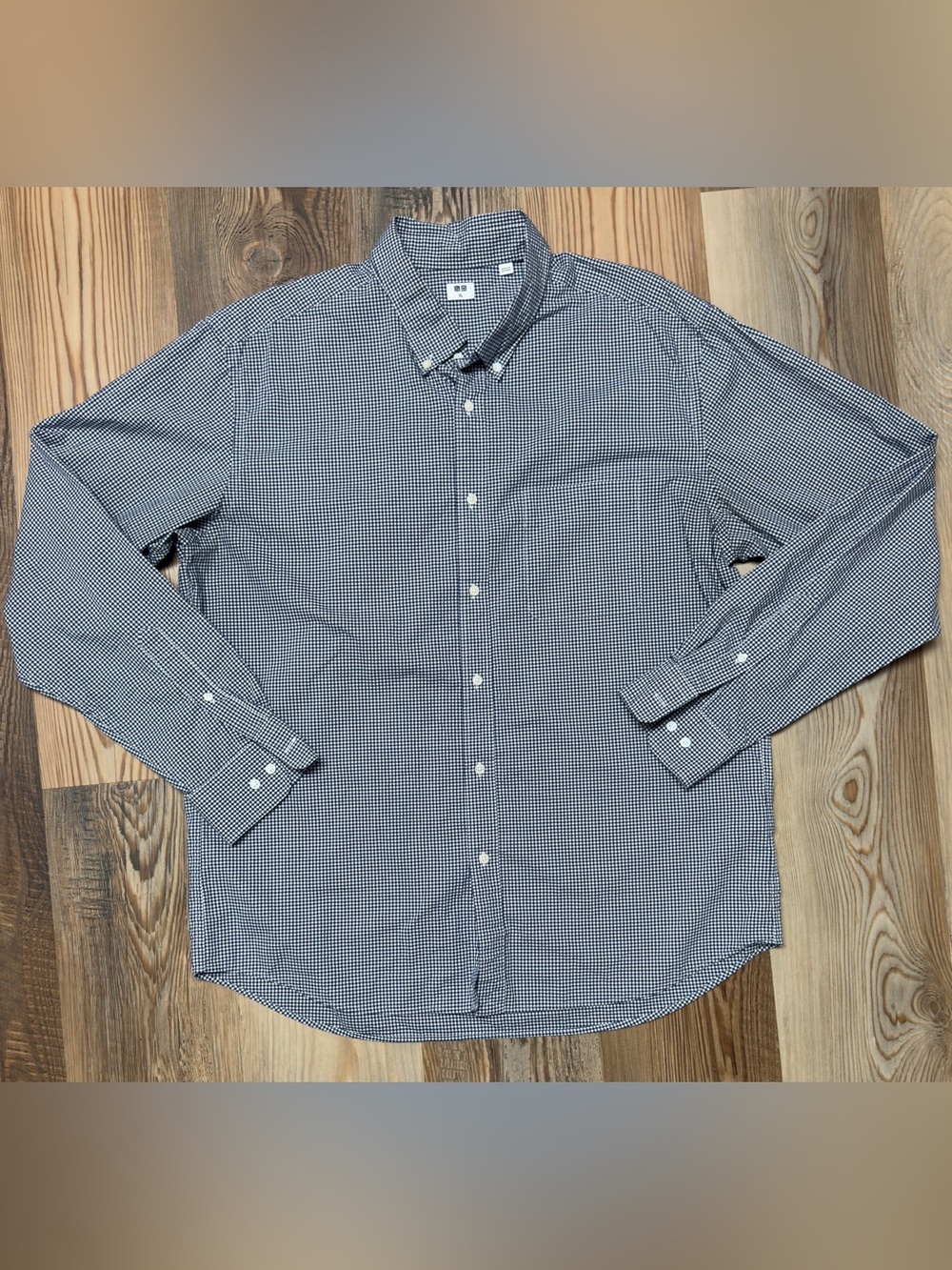 Uniqlo Extra Fine Cotton Gingham Check Button Down Shirt Size XL